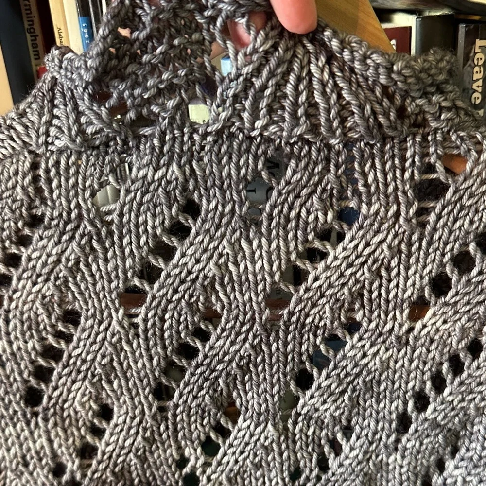 Handmade Wool Gray Women's Knit Lace Shrug